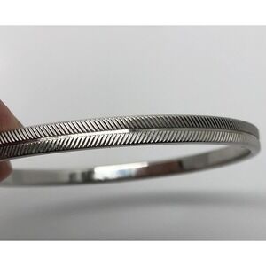 Vintage Monet Bangle Bracelet Silver‎ tone Herringbone Chevron Etched Jewelry